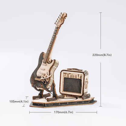3D Ahşap Puzzle Elektro Gitar