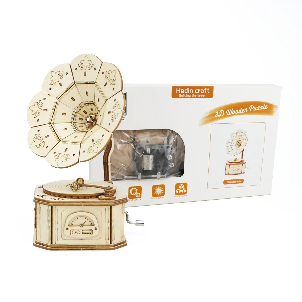 3D Ahşap Puzzle Gramafon